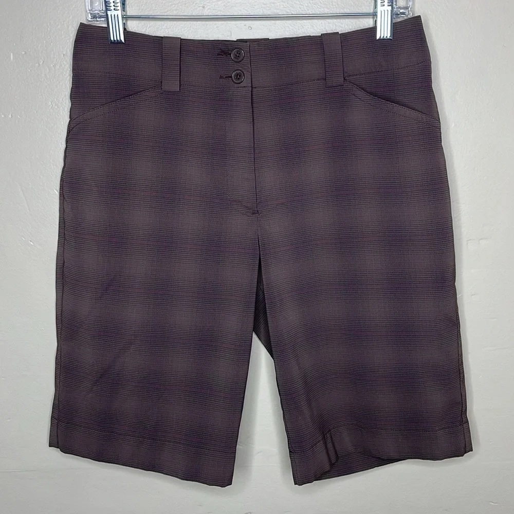 NIKE GOLF Shorts Brown Plaid DRY FIT Bermuda Comfortable Shorts 6